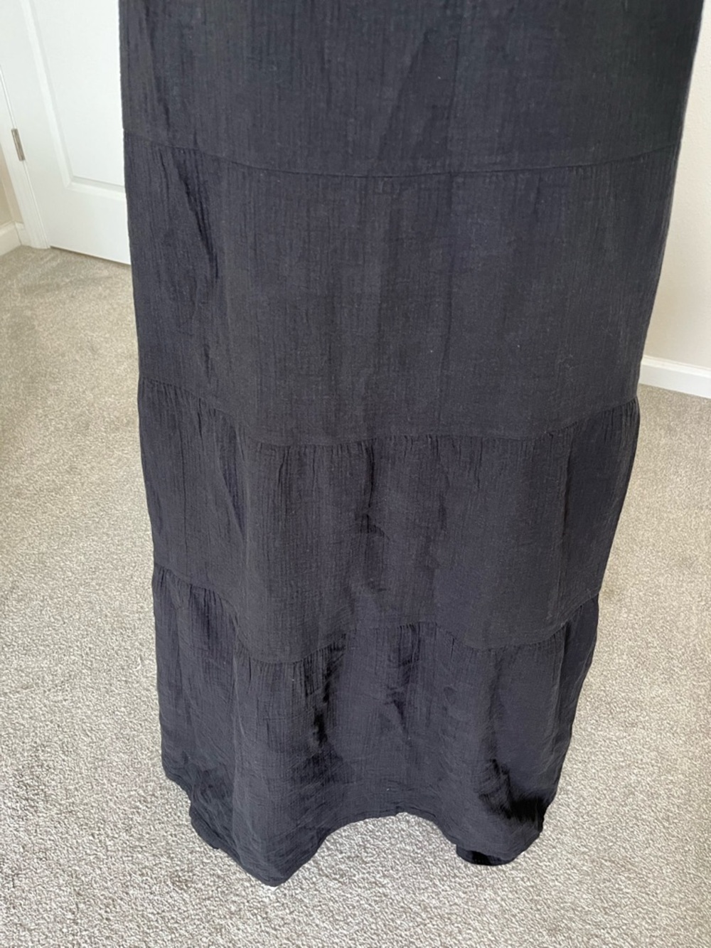 NWT Quince Organic Cotton Gauze Black V-Neck Tiered Maxi Dress Size 3X - Picture 4 of 13